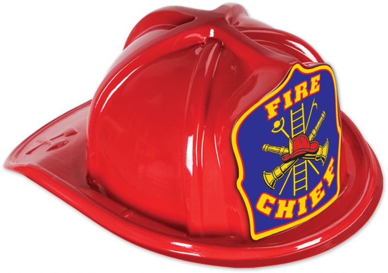 Red Plastic Fire Chief Hat - Blue Shield