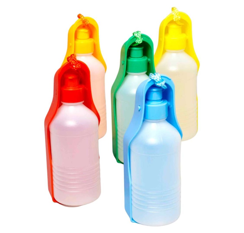 Pet Travel Bottles - Assorted Colors, Water Dish
