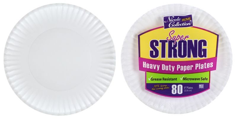 Heavy Duty White 9" Paper Plates - 80-Packs - Nicole Home Collection