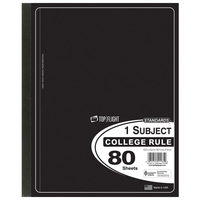 1 Subject Hinged Notebook - College Ruled, 80 Sheets, 5 Colors