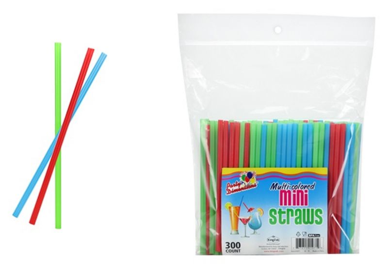 Multi-Colored Mini Straws, 300-Packs - Party Dimen'sions