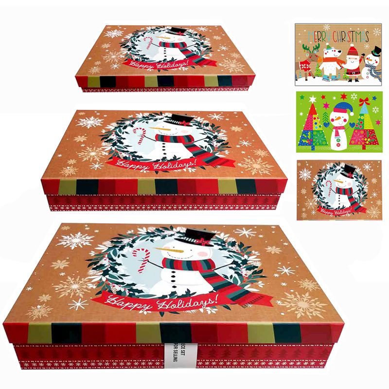 Elegant Sturdy Christmas Gift Boxes, 3 Assorted