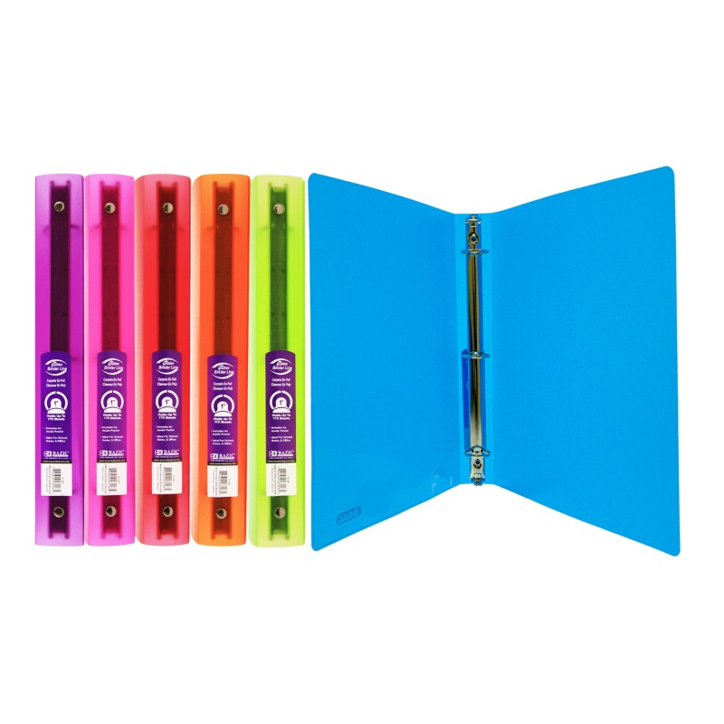 1" 3-Ring Binders - Assorted Colors, 1 Interior Pocket