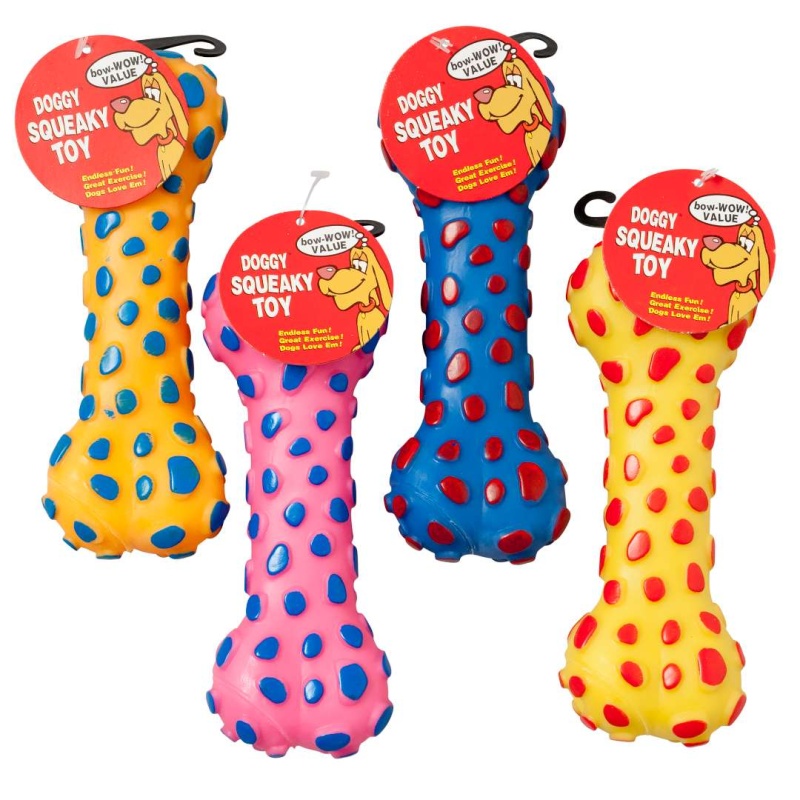Dog Toys - Vinyl Bone With Squeaker, 4 Colors