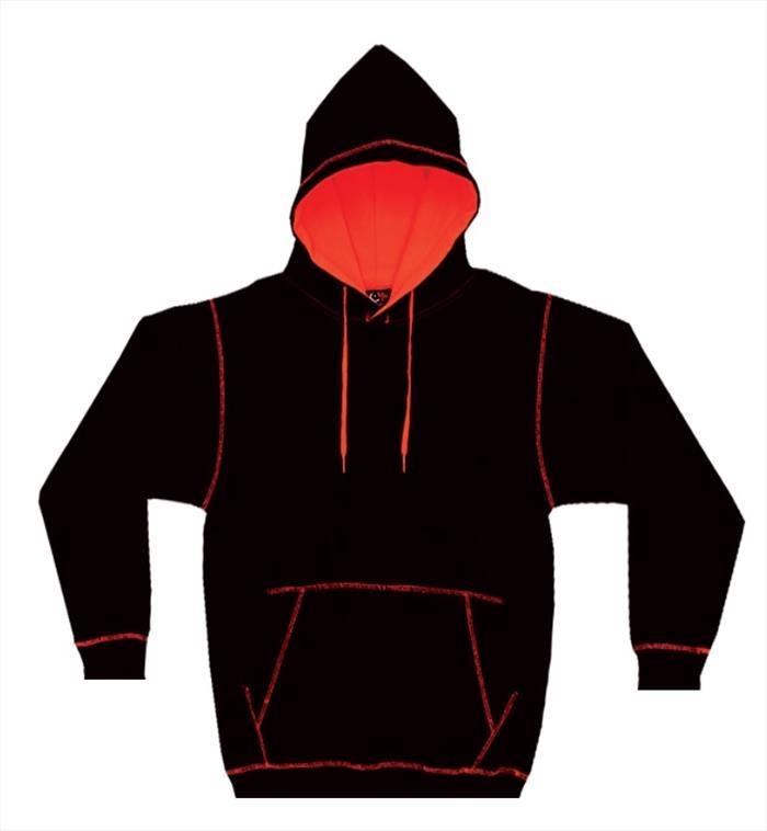 Cotton Plus Contrast Hooded Pullover - Black/Red, Medium