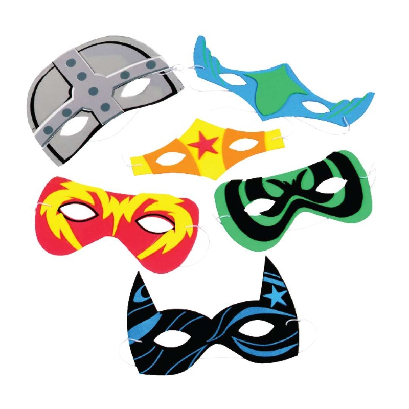 Foam Superhero Masks - Assorted, 6 Styles, Ages 3+
