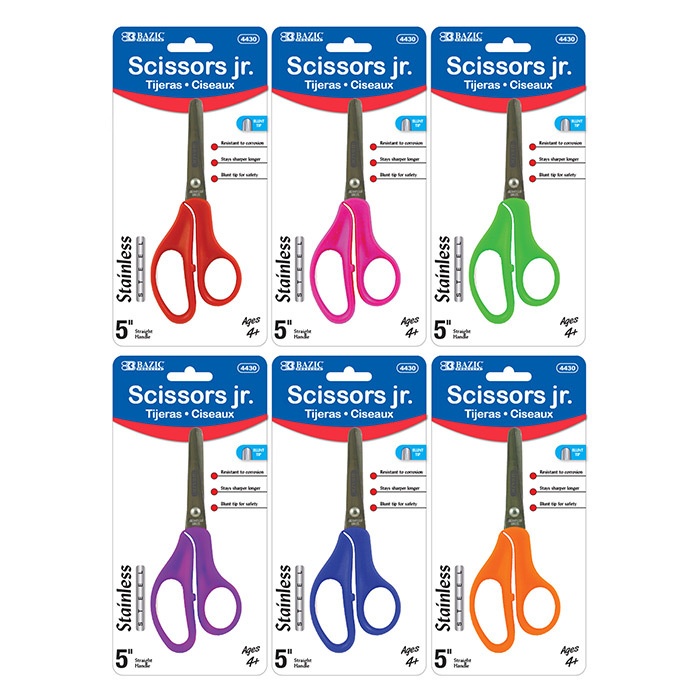 School Scissors - 5" Blunt, Assorted Colors, Single Pack