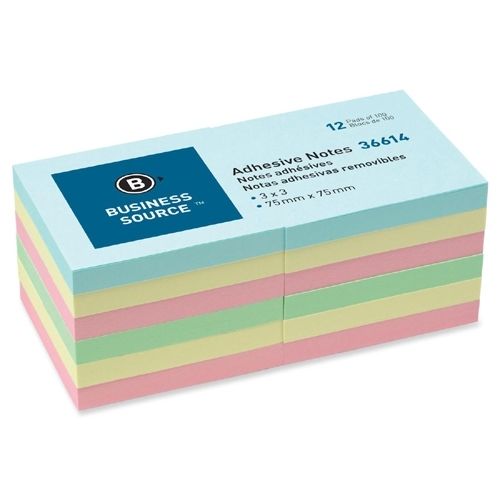 Adhesive Notes - 3" X 3", Assorted Pastel Colors