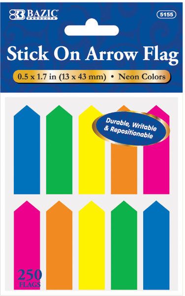 Stick-On Arrow Flags - 250 Count, Neon Colors