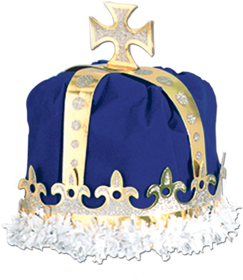 Royal King's Crown - Blue, Velvet-Texture, One Size