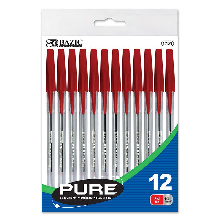 Ballpoint Pens - 12 Count, Red