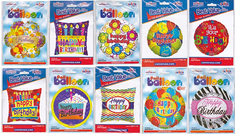 Package Mylar Birthday Balloons - 100 Pack