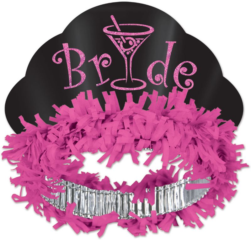 Glittered Bride Tiara - Pink, Black