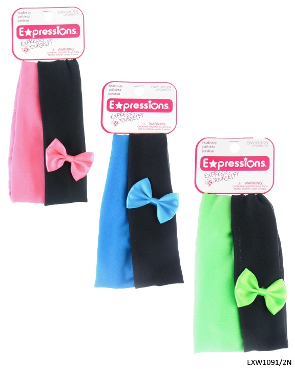 Twister Bow Wide Headwrap - 2 Piece - Assorted