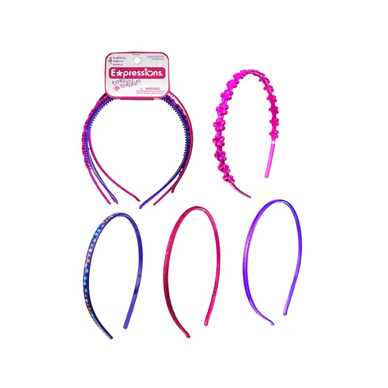 Skinny Headbands - 4 Pack, Assorted Colors Designs