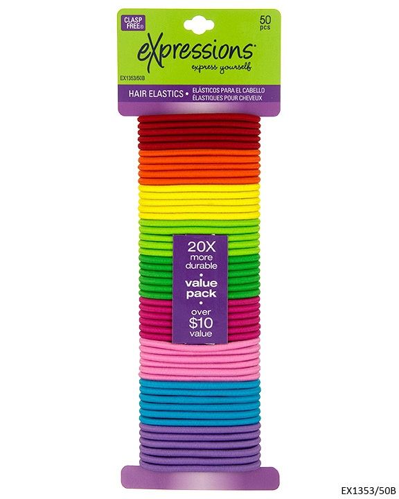 Expressions Hair Ties - Assorted, 50 Pack