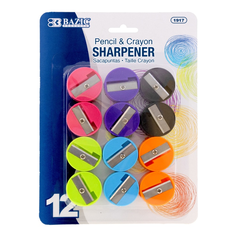 Pencil Sharpeners - 12 Count, Assorted Colors