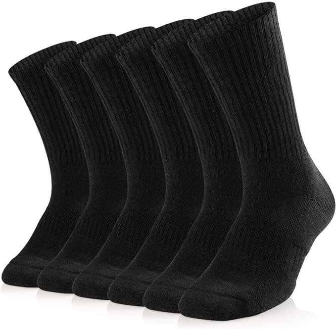 Men's Crew Sports Socks - Black, 10-13, 3 Pack