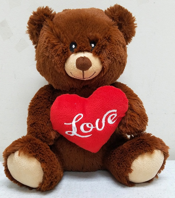 9" Valentine Plush Brown Teddy Bear