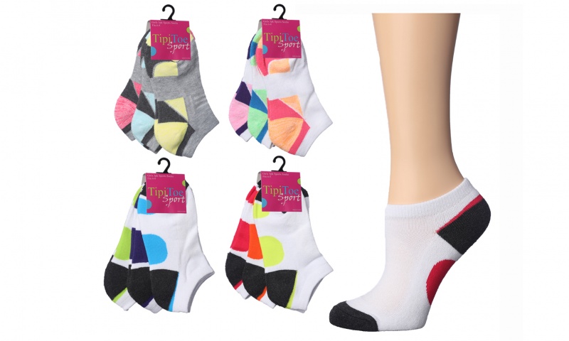 Girl's Colored Arch Cushion Ankle Socks - 3 Pairs - Size 6-8