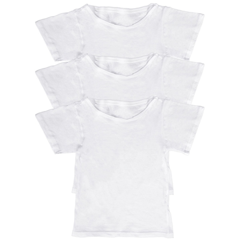 Girls' Cotton Undershirts - White, Large, Crewneck, 3 Pack