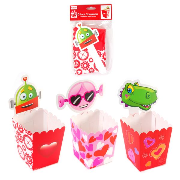 6 Pack Paper Party Treat Containers With Die-Cut Icons
