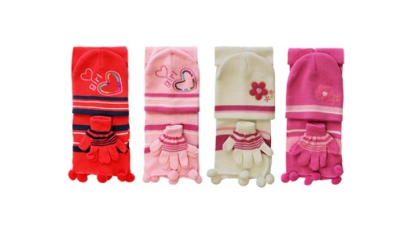 Toddler Girls' Knit Hat, Gloves, Scarf Sets - 120 Count