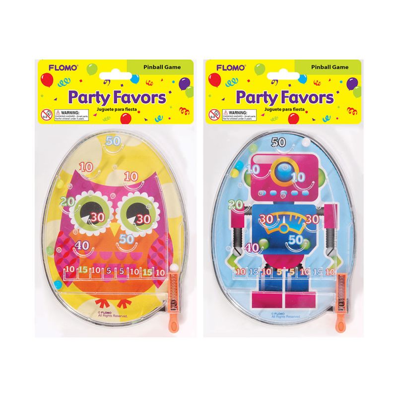 Party Favor Pinball Game - Assorted, 2 Themes, 6.2" X 4.2"
