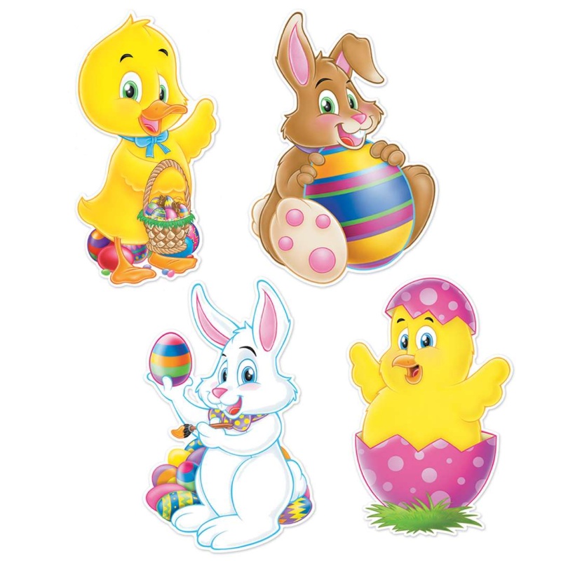 Easter Animal Cutouts - Printed 2 Sides, Assorted, 14"