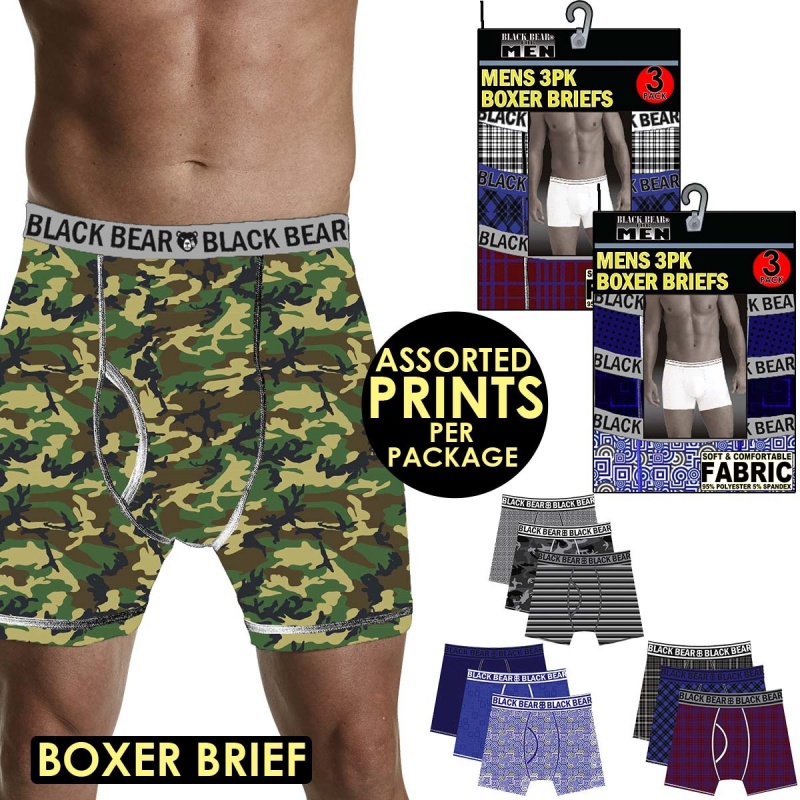 Men's 3Pack Cotton Knit Boxer Briefs, Printed Xl