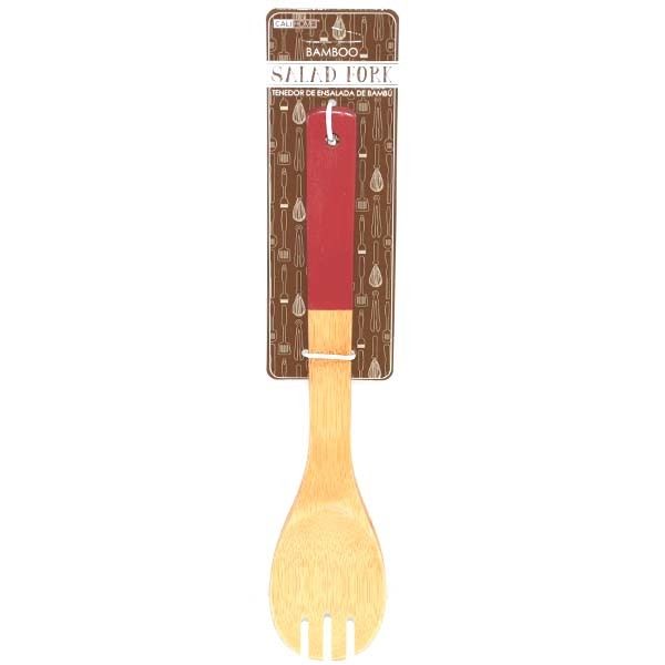Bamboo Salad Forks - Red Handle