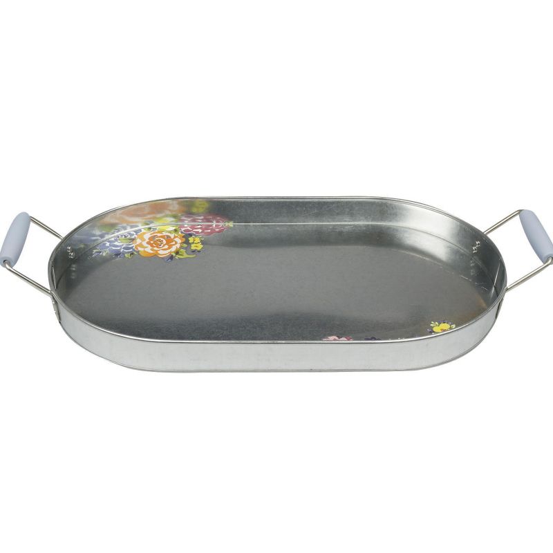 Floral Oval Steel Serving Tray