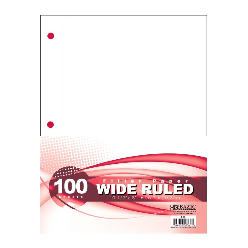 Wide Ruled Filler Paper - 100 Sheets