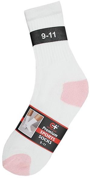 Cotton Plus Premium Sports Socks White/Pink - Size 9-11