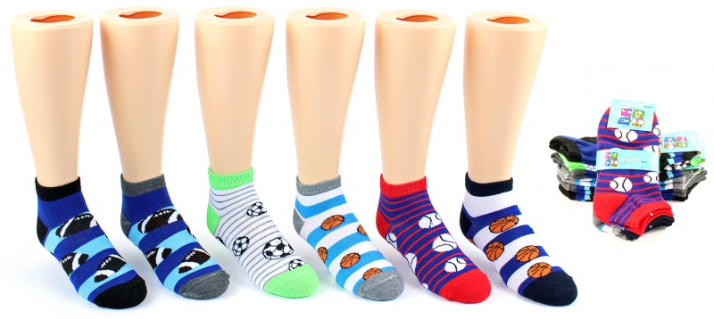 Boy's Low Cut Socks - Sport Print - Size 6-8