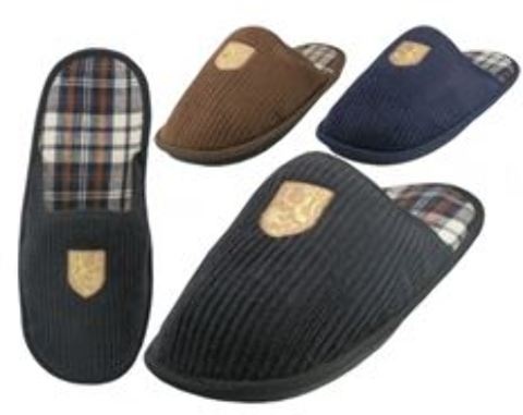 Men's Corduroy Slippers - S-Xl, Embroidered, Assorted Colors