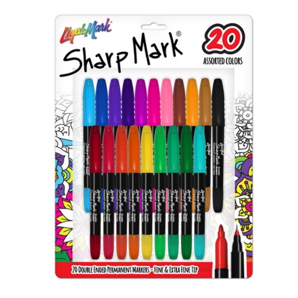 LiquiMark Markers 20 Count, Permanent, Assorted Colors, Double Ended