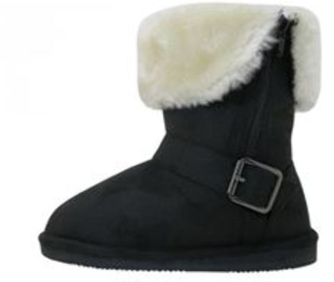 Girl's Micro Suede Foldover Boots - Black
