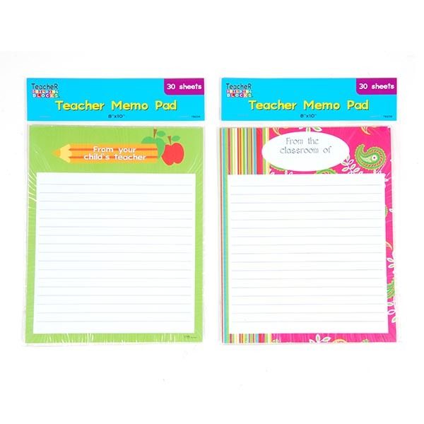 Teacher Memo Pads - 2 Assorted Styles, 30 Sheets