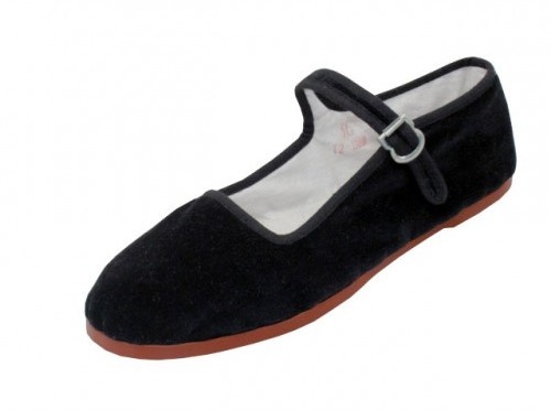 Women's Black Color Velvet Mary Janes Shoes (36 Pairs)