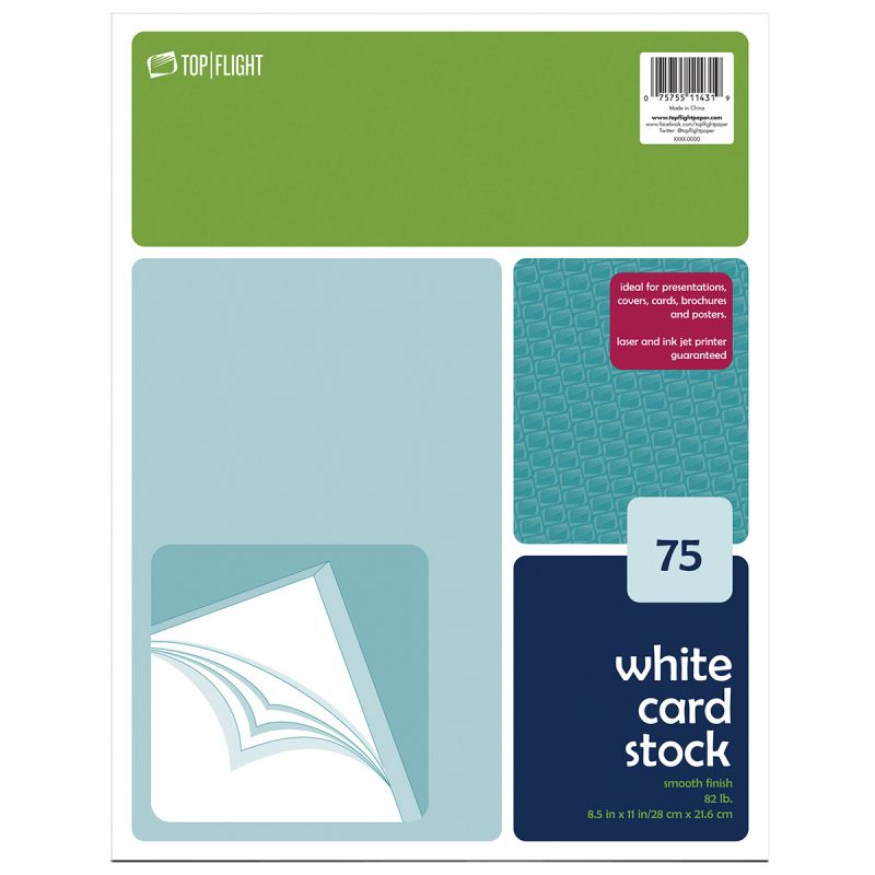 Card Stock Paper - White, 75 Sheets, 11" X 8.5"