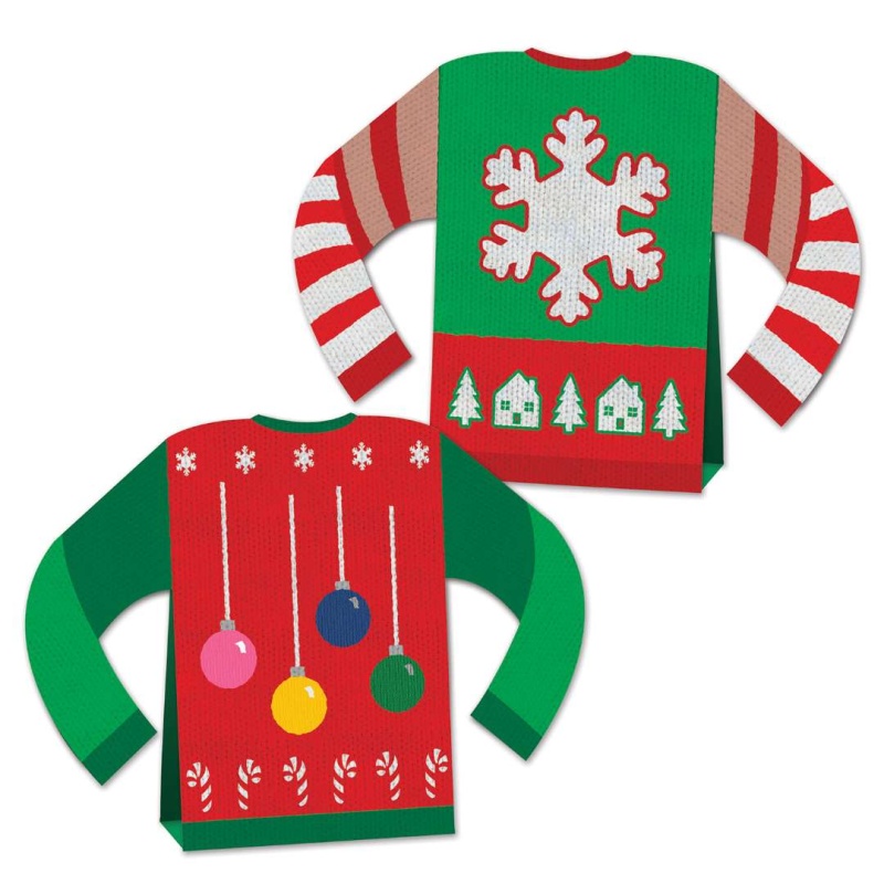 Ugly Christmas Sweater Centerpiece - 3-D, 8"