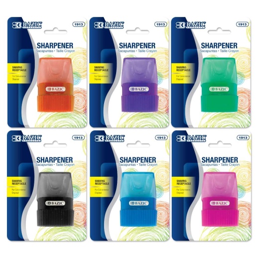 Pencil Sharpeners - Shavings Receptacle, Assorted Colors