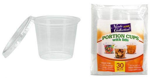 Clear Plastic Portion Cups with Lids - 5.5 Oz, 30 Pack