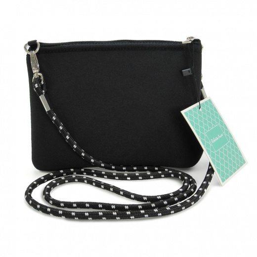 Black Neoprene Cross Body Handbag - 8.6" x 6.3"