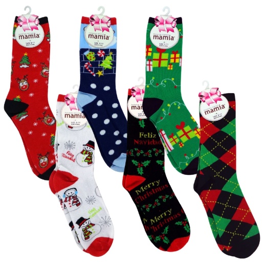 Christmas Crew Socks Display - Assorted, 180 Piece
