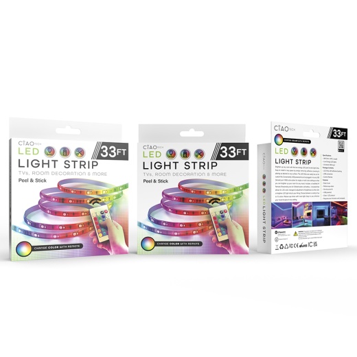 Adhesive Led Light Strips - Remote Control, 33'