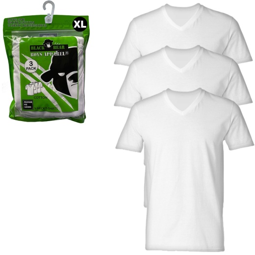 Boys' Cotton Undershirts - White, XL, 3 Pack