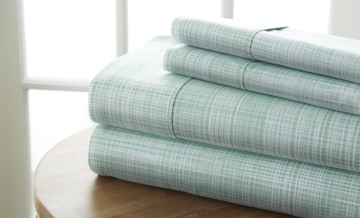 Premium Sheet Sets - Forest, King, Thatch Pattern, 4 Piece