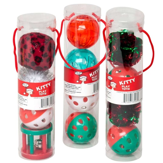Cat Toy Balls - Assorted, 4 Pack - Multicolor Polypropylene